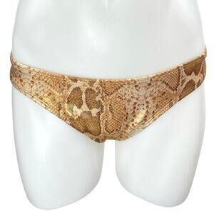 NEW Dippin Daisy's Tan Snakeskin Animal Print Low Waist Bikini Bottom Swimwear S